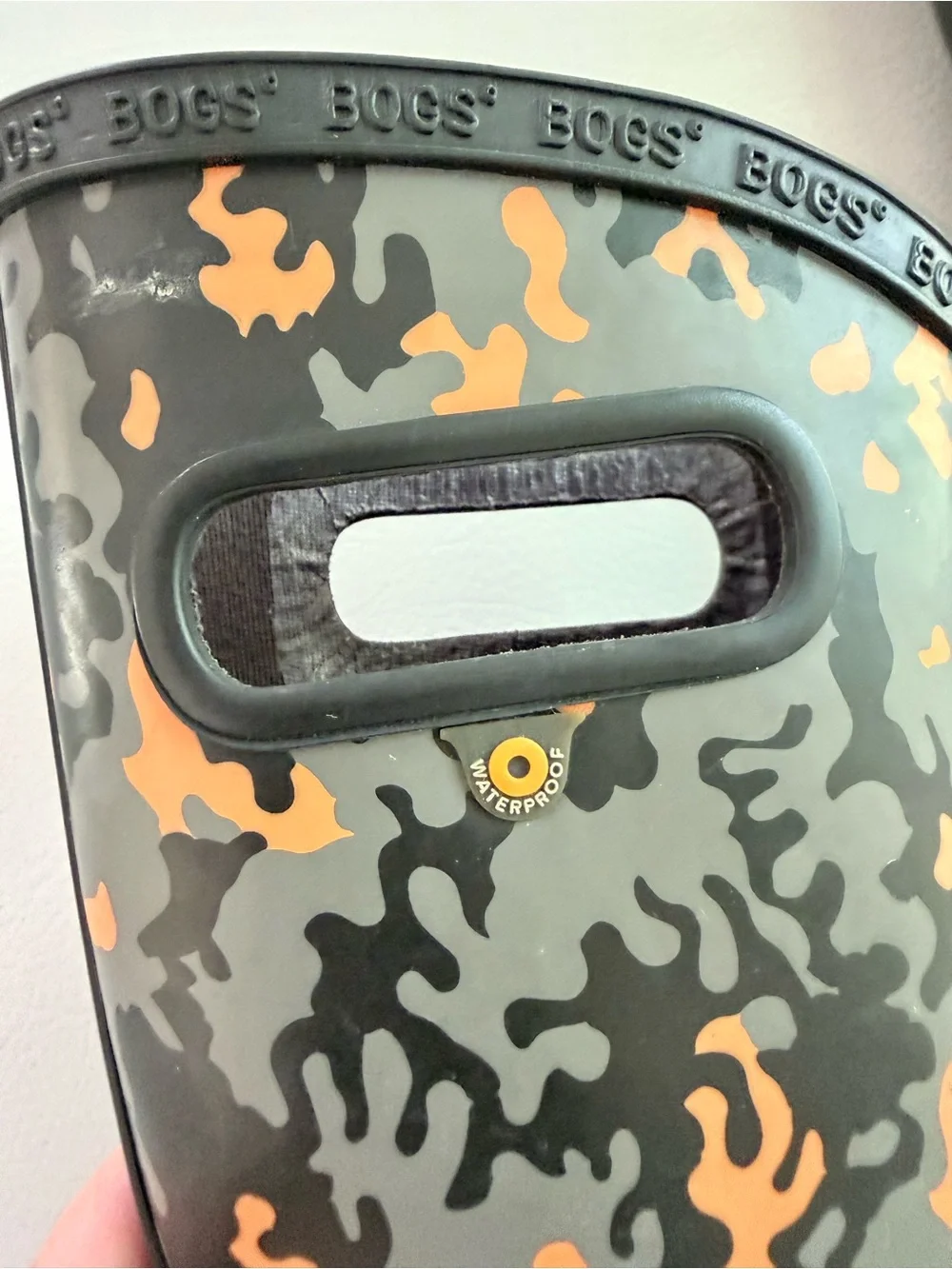 BOGS Neo Camo Tall Rain Boots Kids Boys Toddler Boots Size 13 Black & Orange